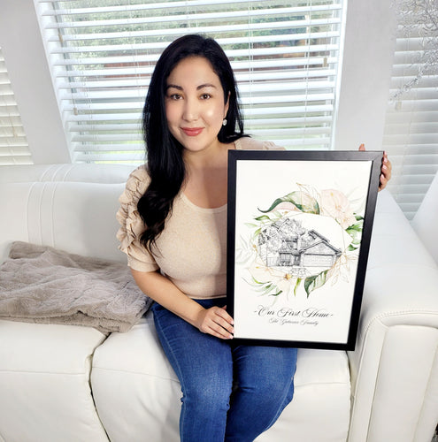 Tropical Floral | Custom Home Portrait | Housewarming Gifts