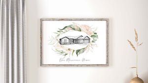 Tropical Floral | Custom Home Portrait | Housewarming Gifts