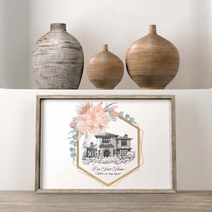 Boho Sunrise | Custom Home Portrait | Housewarming Gifts