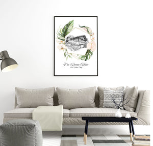 Tropical Floral | Custom Home Portrait | Housewarming Gifts