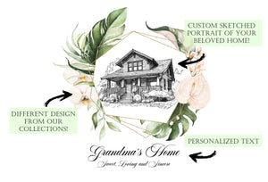 Tropical Floral | Custom Home Portrait | Housewarming Gifts